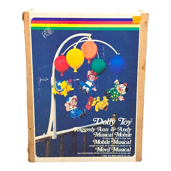 Dolly Toy Raggedy Ann & Andy Musical Mobile No. 613 Bobbs-Merrill 1980 Nursery - Picture 12 of 16